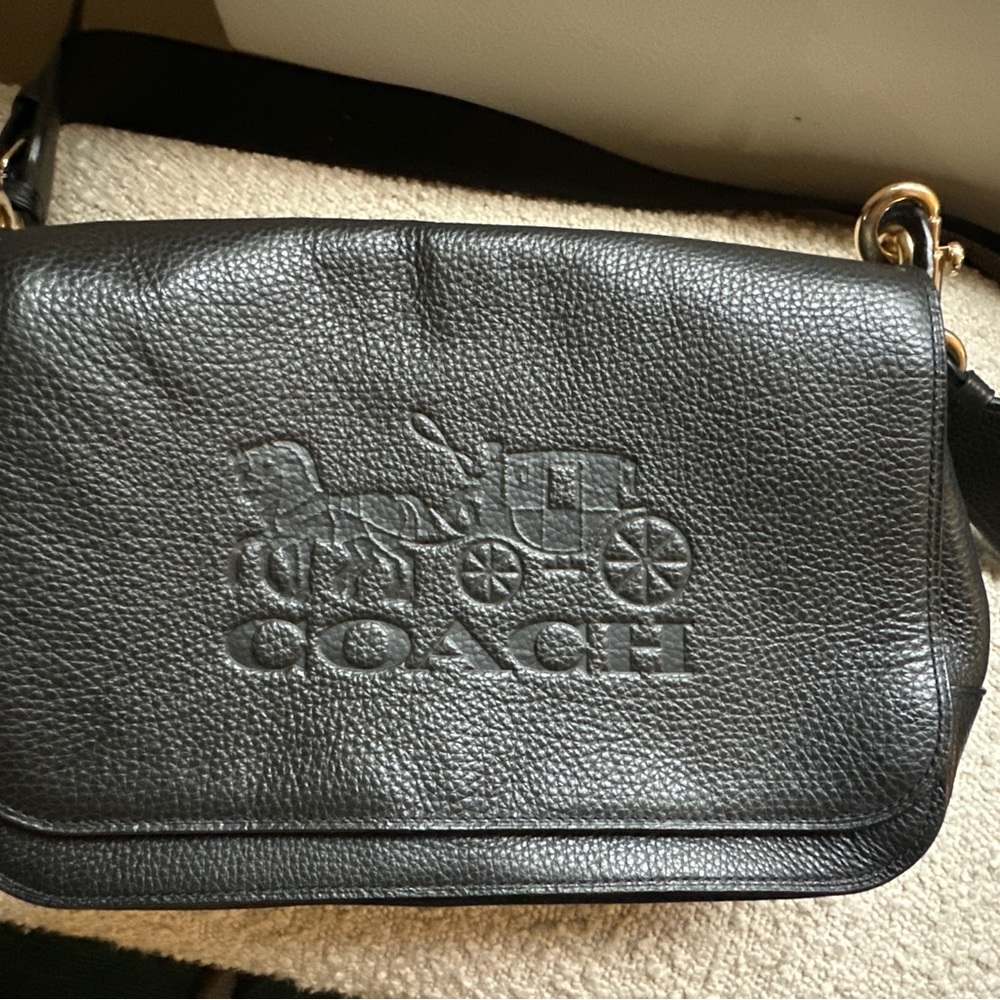 Coach Black Embossed Leather Crossbody Bag - Picture 7 of 9